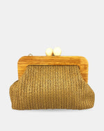 Izoa Marisol Straw Frame Clutch in Natural – front view