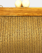 Izoa Marisol Straw Frame Clutch in Natural – close-up detail