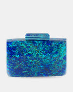 Izoa Mirabel Opal Acrylic Clutch in Blue – front view