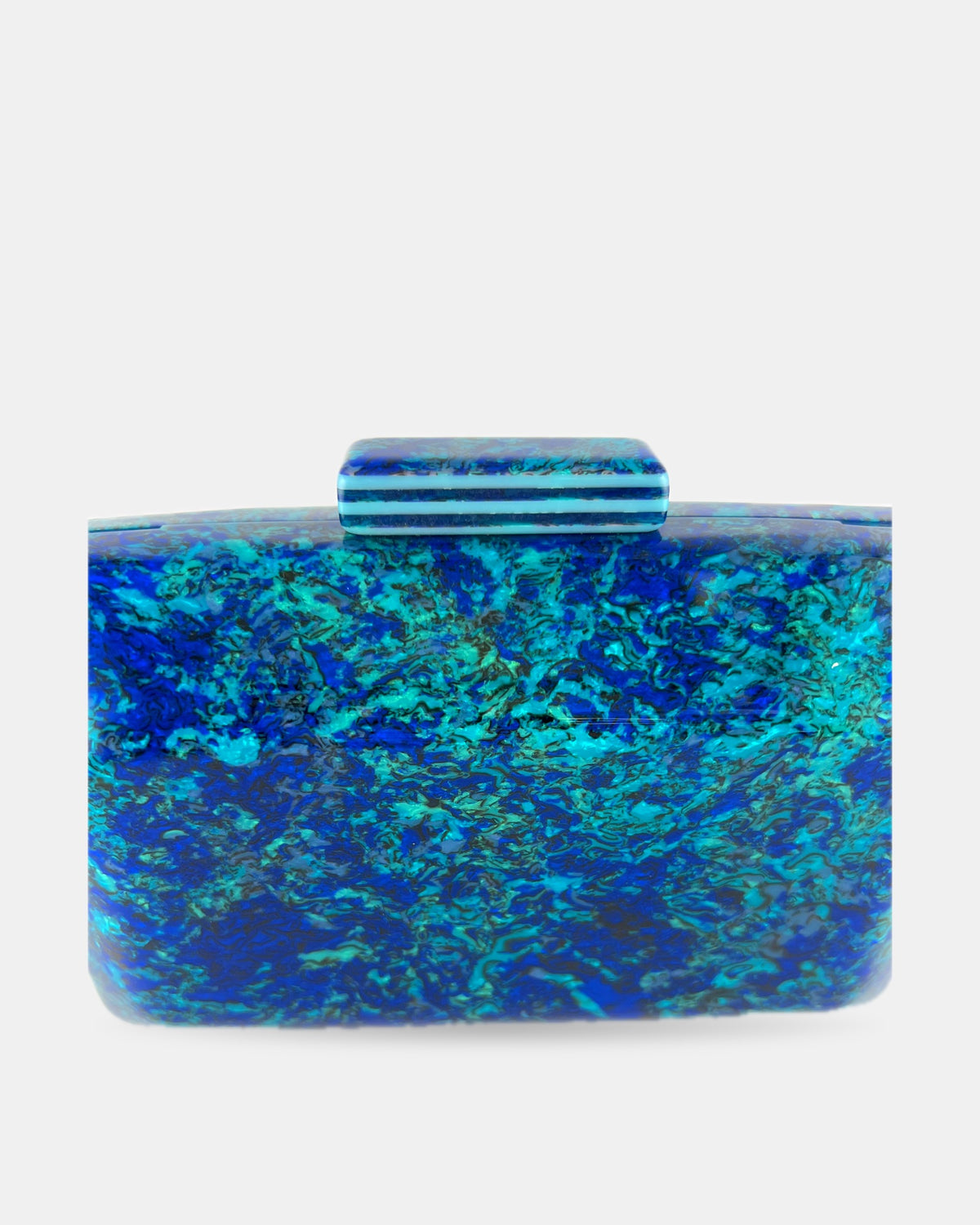 Izoa Mirabel Opal Acrylic Clutch in Blue – front view