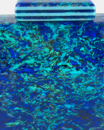 Izoa Mirabel Opal Acrylic Clutch in Blue – close-up detail
