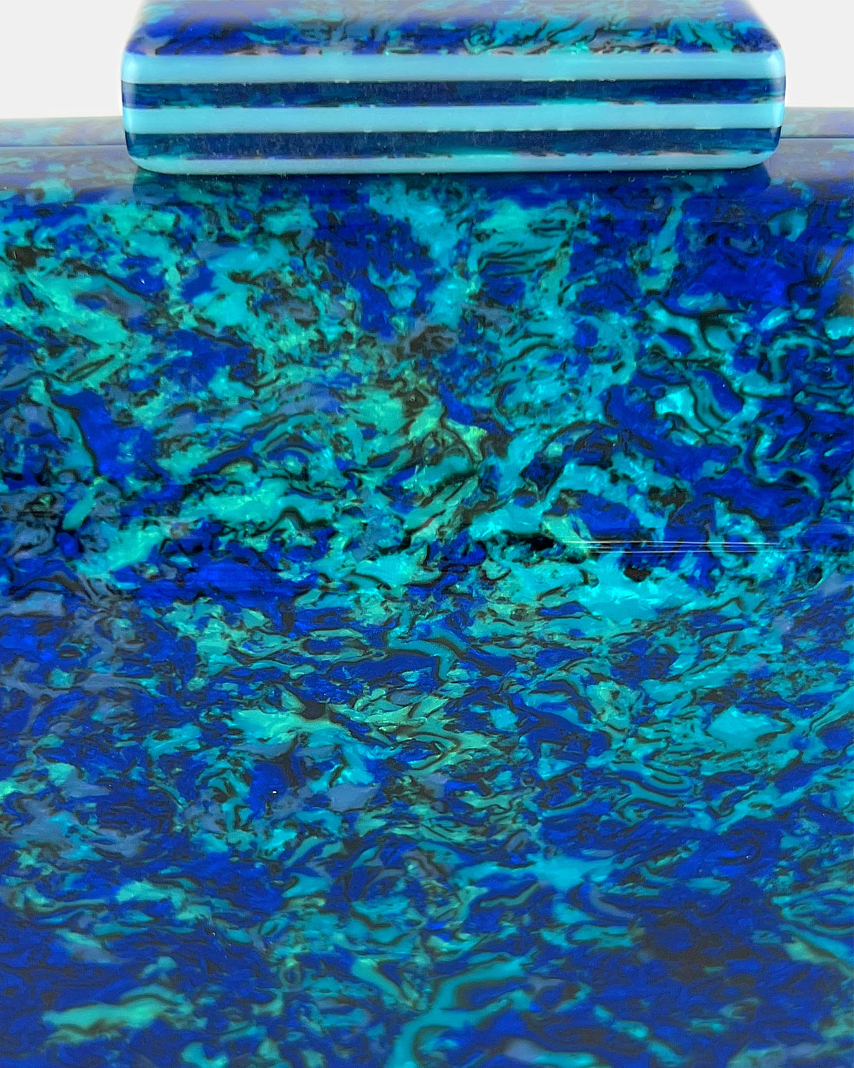 Izoa Mirabel Opal Acrylic Clutch in Blue – close-up detail