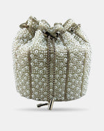 Izoa Perla Pearl Bucket Bag in White – alternate view