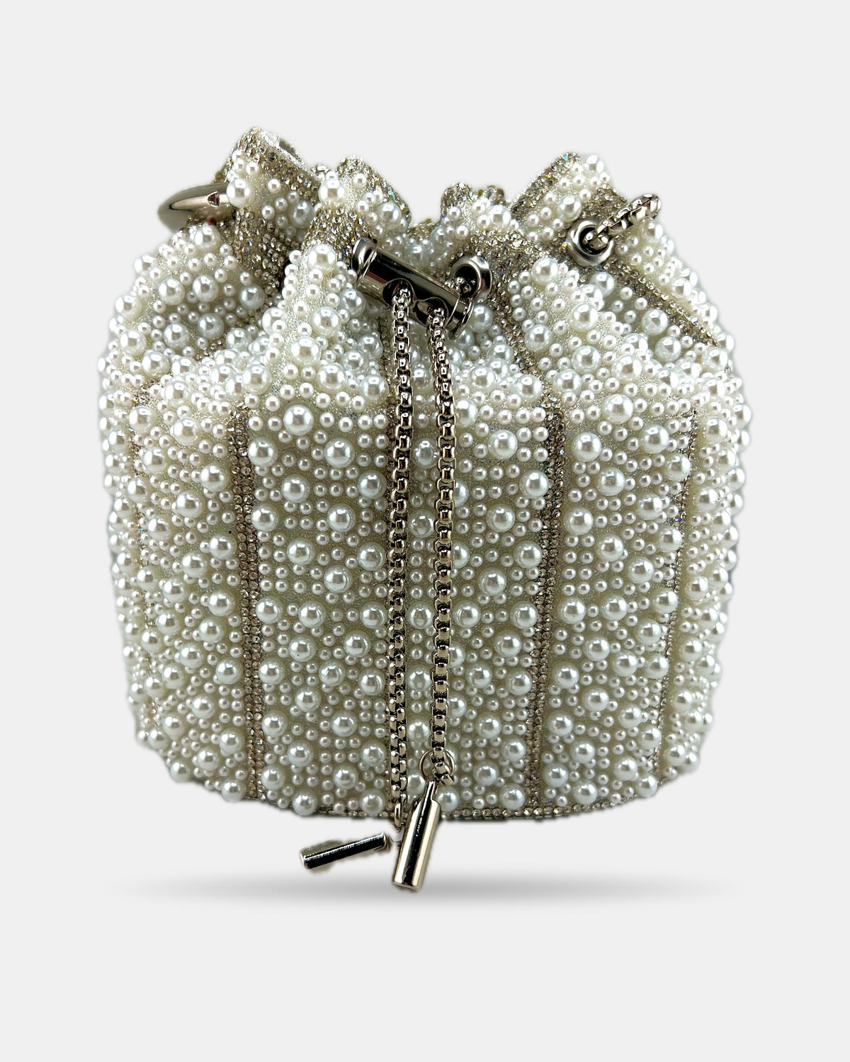 Izoa Perla Pearl Bucket Bag in White – alternate view