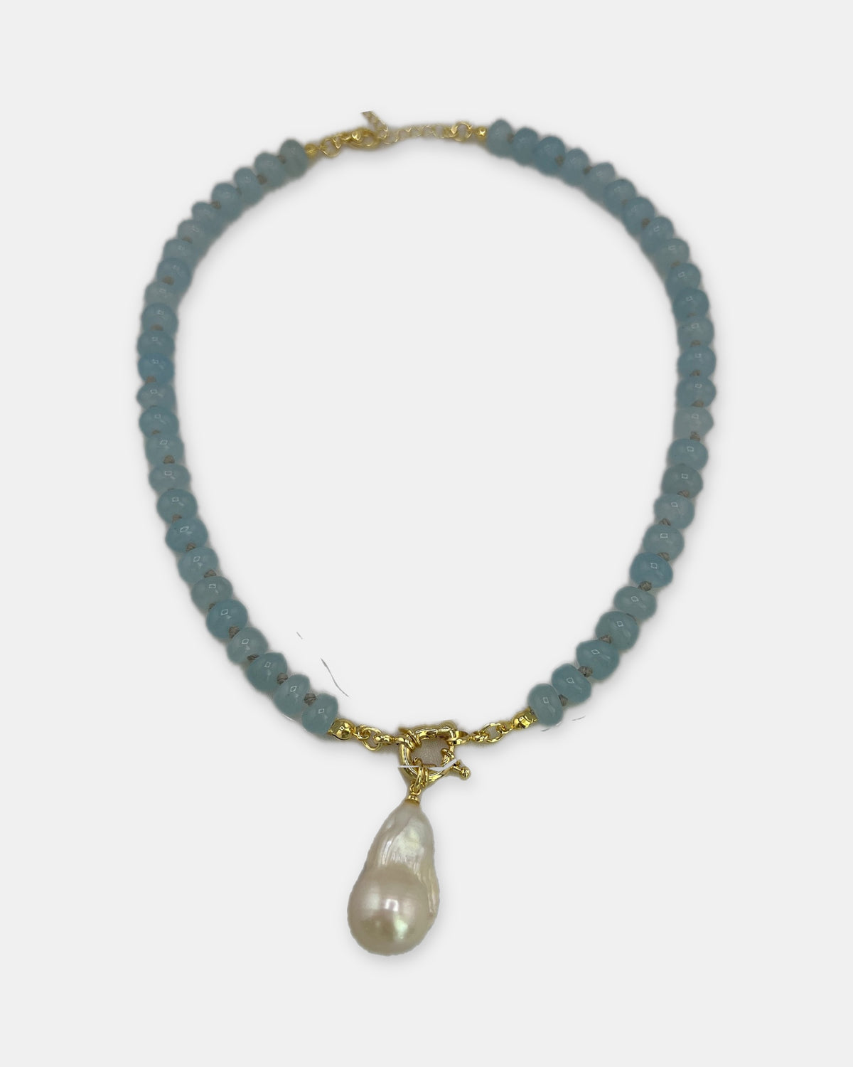 Izoa Philippa Baroque Pearl Drop Necklace in Blue – alternate view