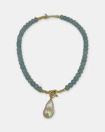 Izoa Philippa Baroque Pearl Drop Necklace in Blue – alternate view