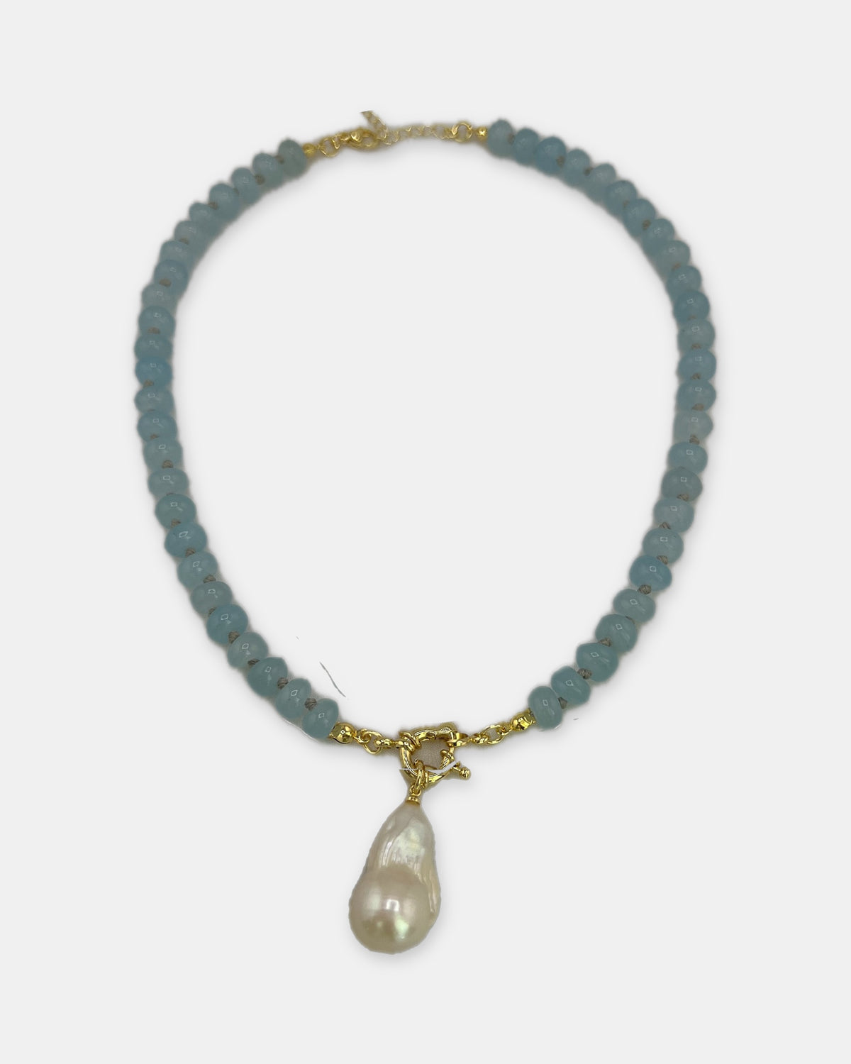 Izoa Philippa Baroque Pearl Drop Necklace in Blue – alternate view