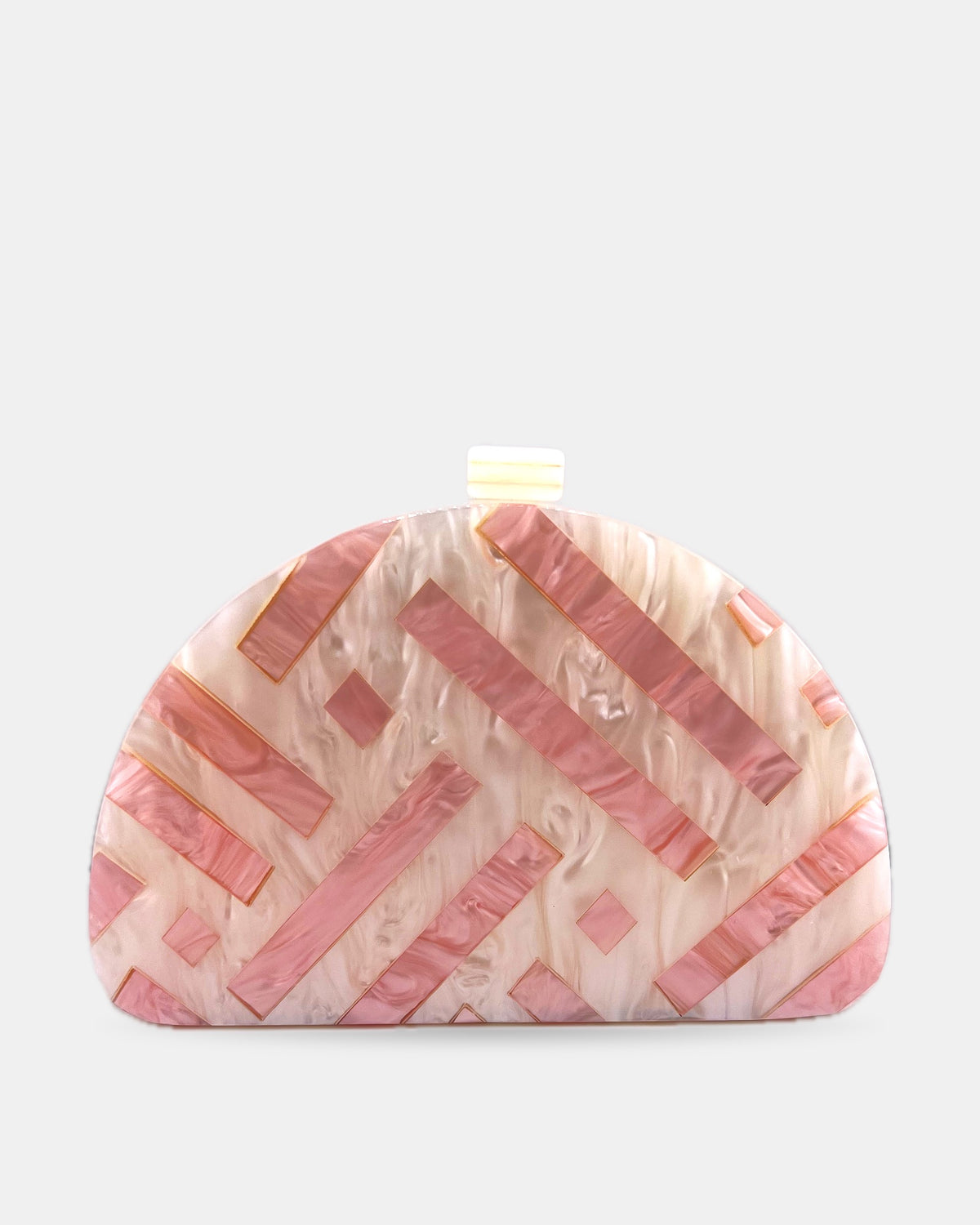Izoa Rosalind Half Moon Clutch in Pink – front view