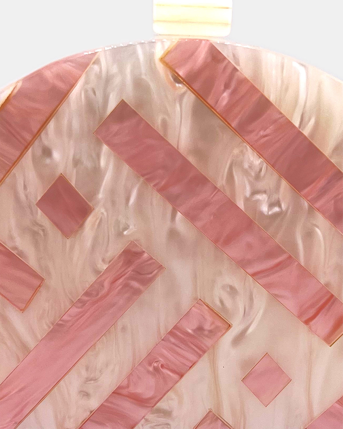 Izoa Rosalind Half Moon Clutch in Pink – close-up detail