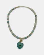 Izoa Rosamund Gemstone Heart Necklace in Amazonite – front view