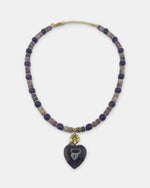 Izoa Rosamund Gemstone Heart Necklace in Amethyst – front view