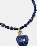 Izoa Rosamund Gemstone Heart Necklace in Lapis Lazuli – close-up detail