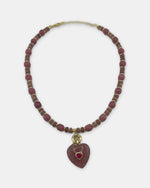 Izoa Rosamund Gemstone Heart Necklace in Pink – front view