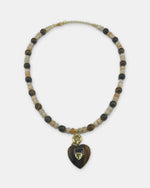 Izoa Rosamund Gemstone Heart Necklace in Tiger's Eye – front view