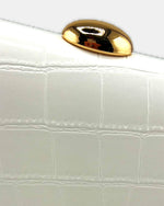 Izoa Saskia Clutch in White – close-up detail