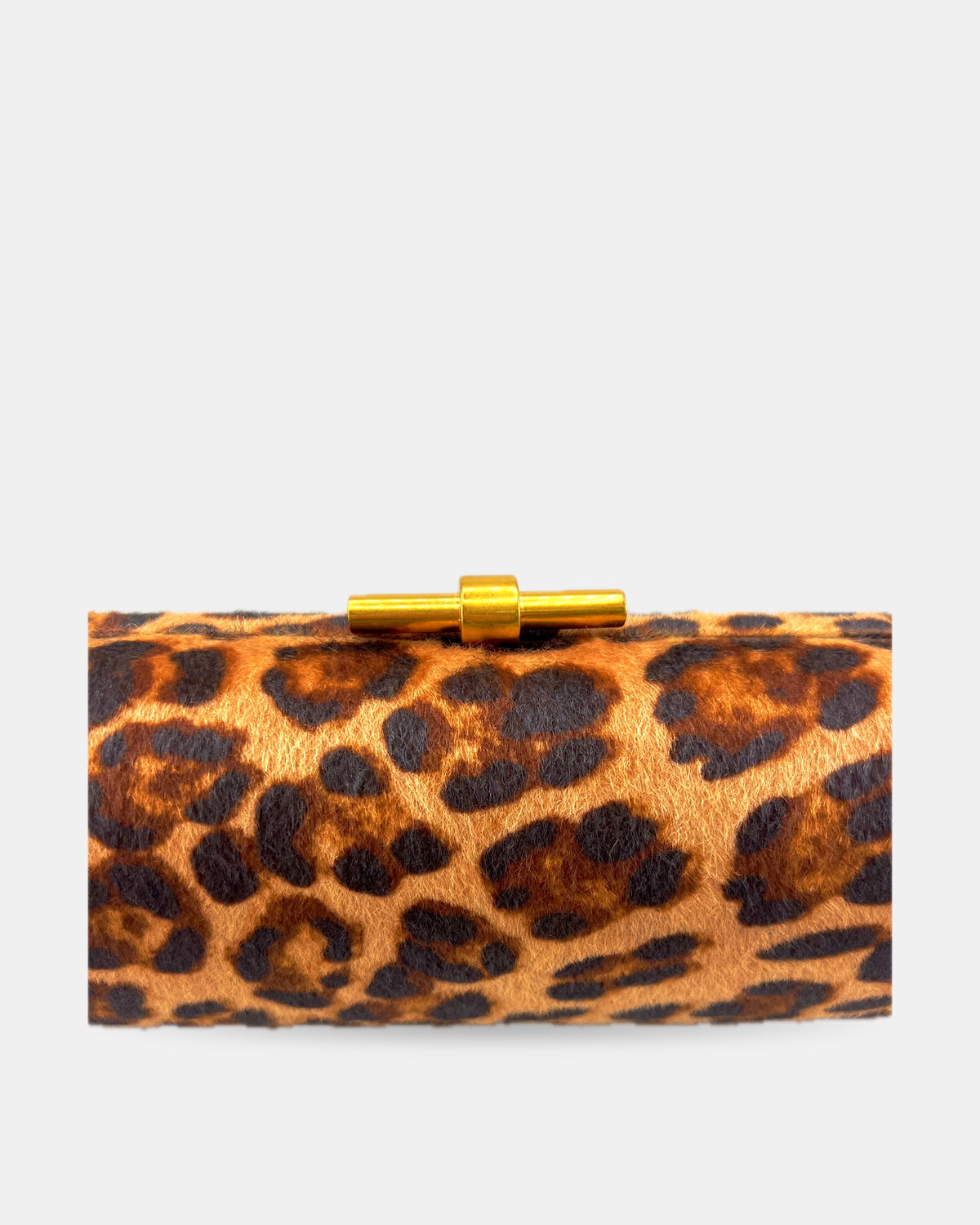 Izoa Zelda Animal Print Clutch in Leopard – front view