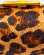 Izoa Zelda Animal Print Clutch in Leopard – close-up detail
