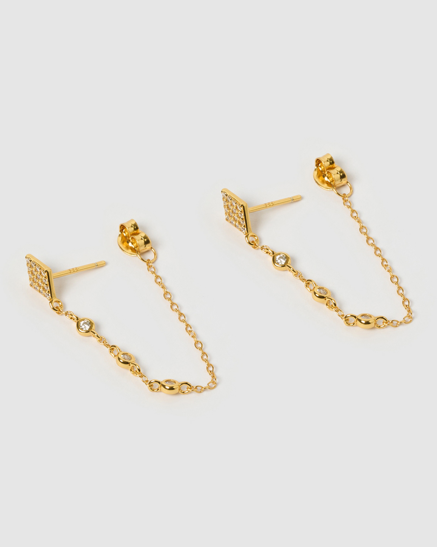 Izoa Lyra Drop Stud Earrings Gold