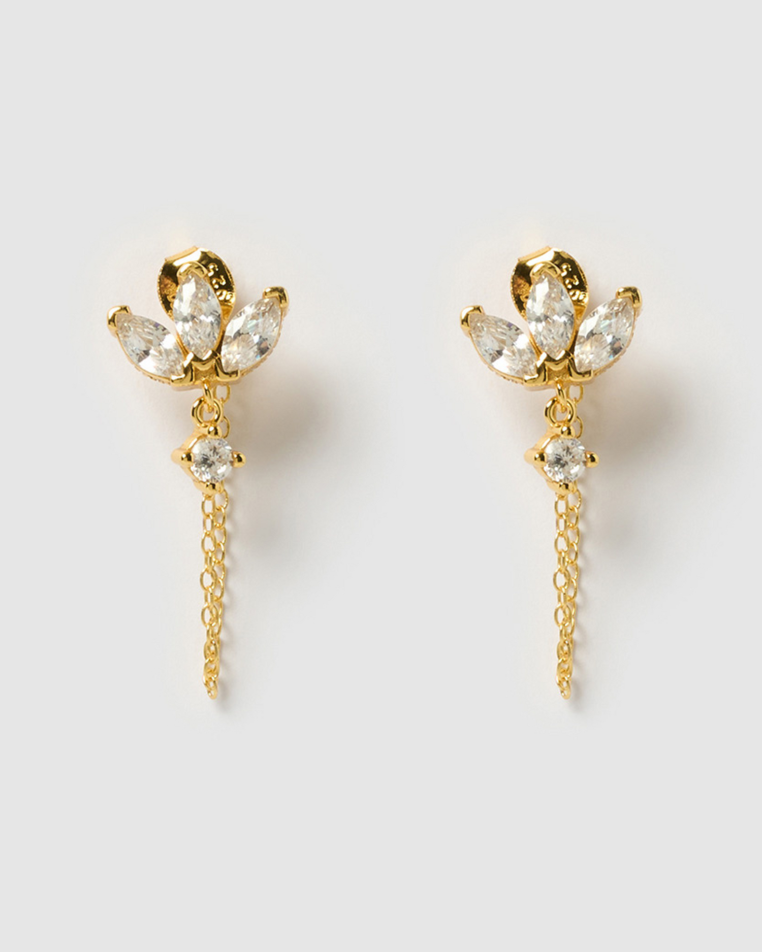 Izoa Bronte Drop Stud Earrings Gold