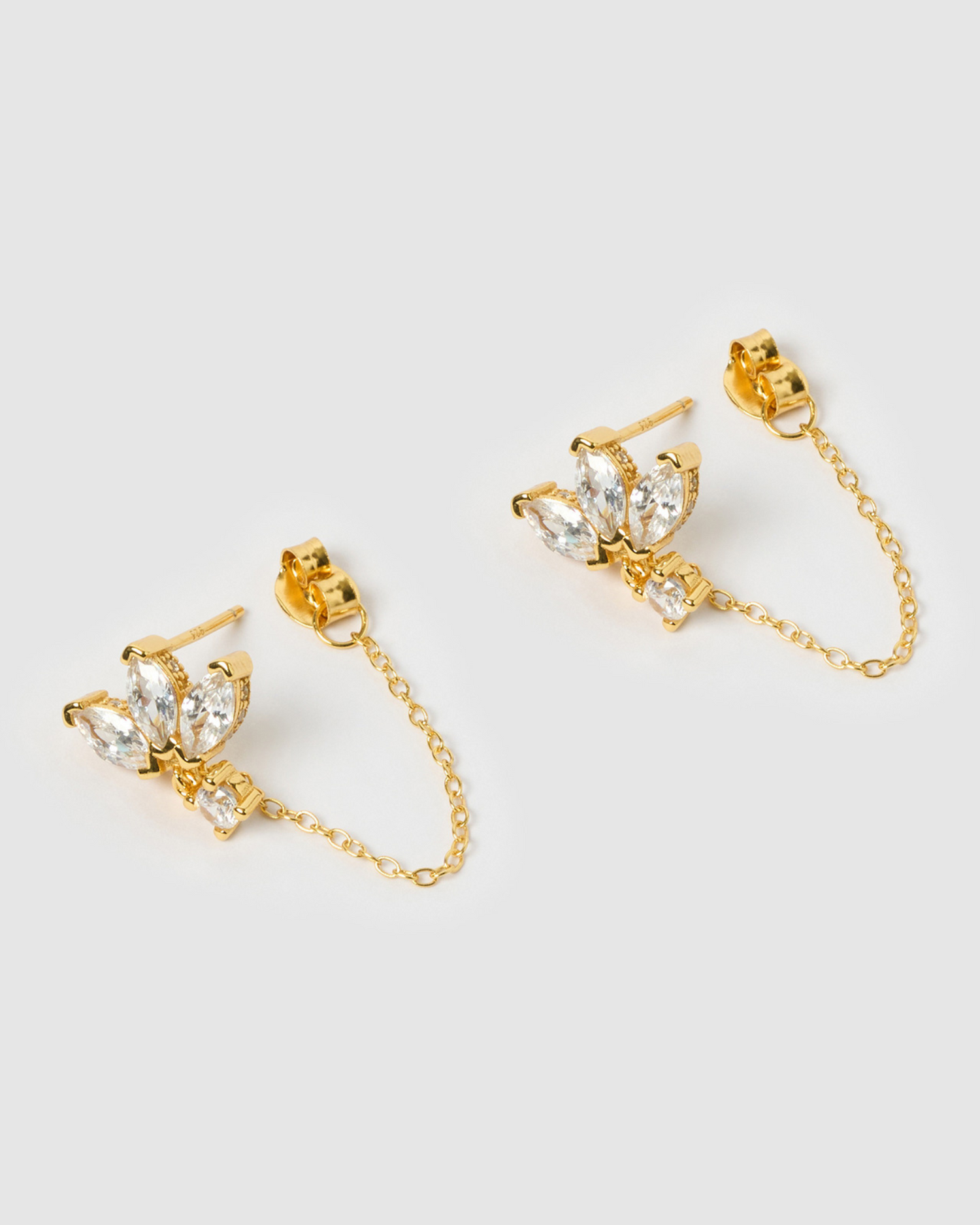 Izoa Bronte Drop Stud Earrings Gold