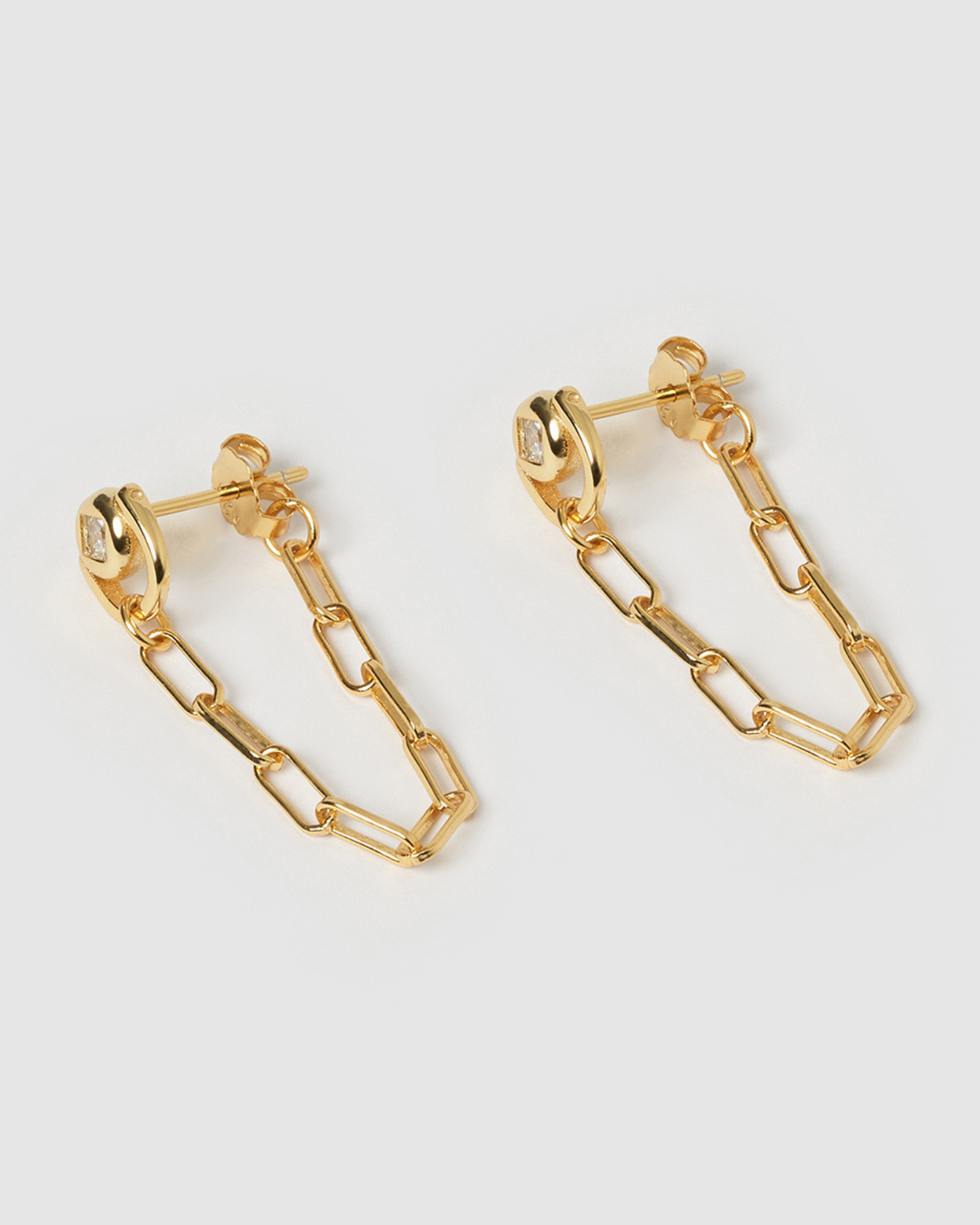 Izoa Dawn Drop Stud Earrings Gold