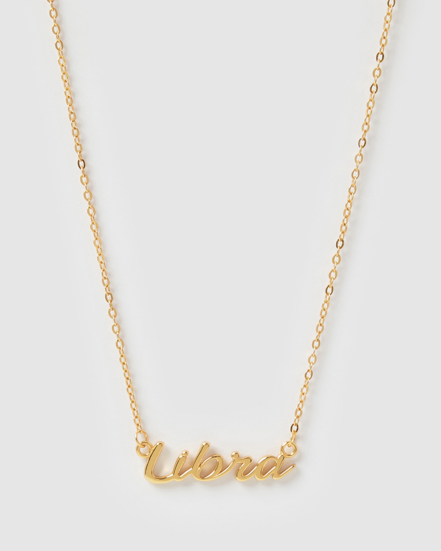 Izoa Libra Written Star Sign Necklace Gold