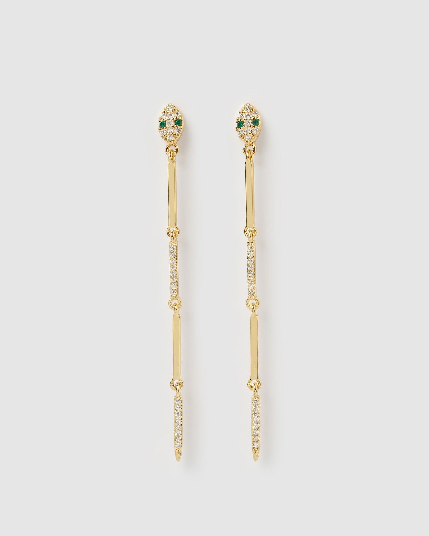 Izoa Pia Snake Head Stud Earrings Gold