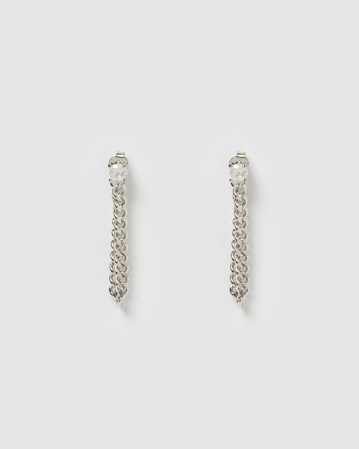 Izoa Annie Drop Stud Earrings Silver