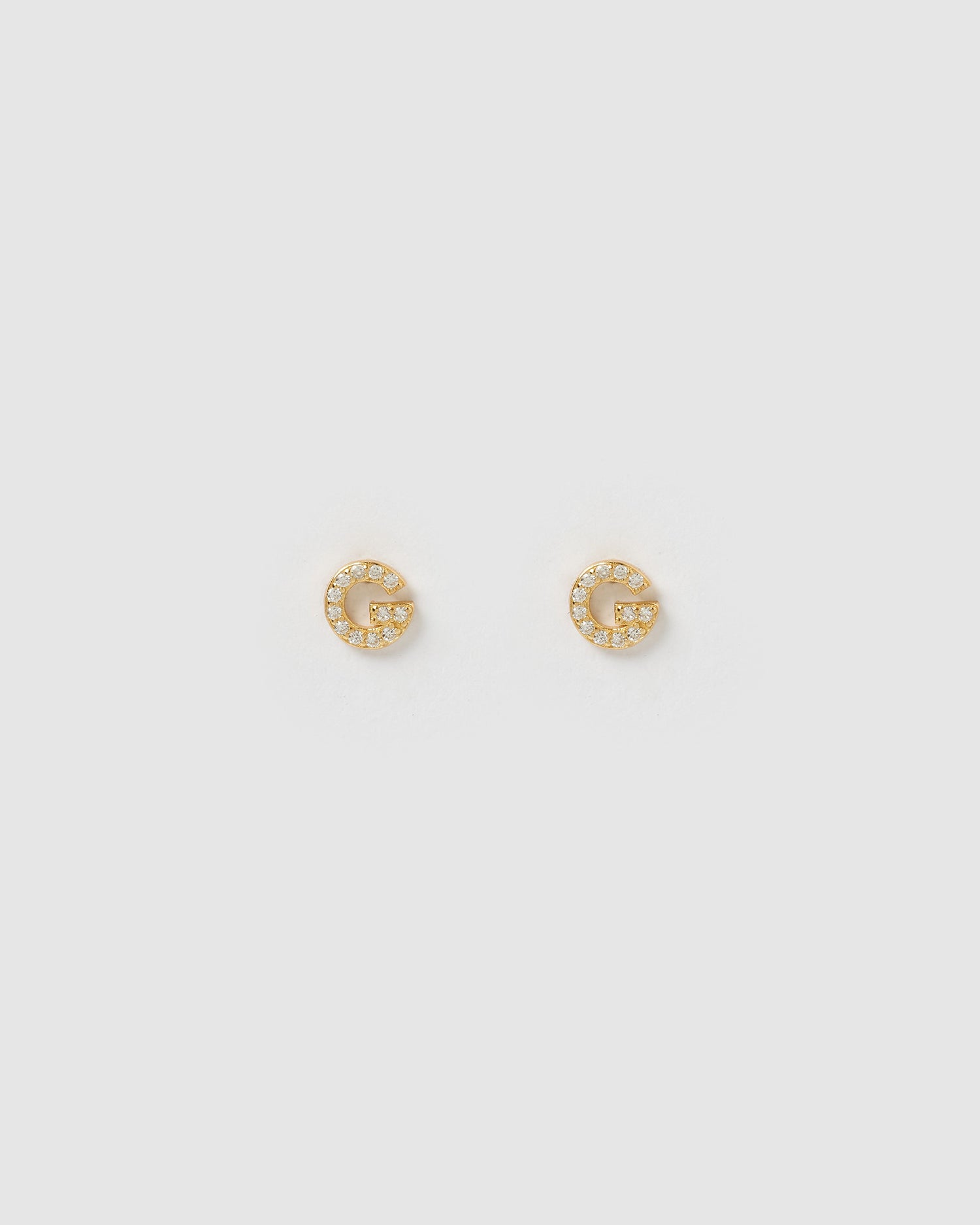 Izoa Alphabet Mini Letter G Stud Earrings Gold