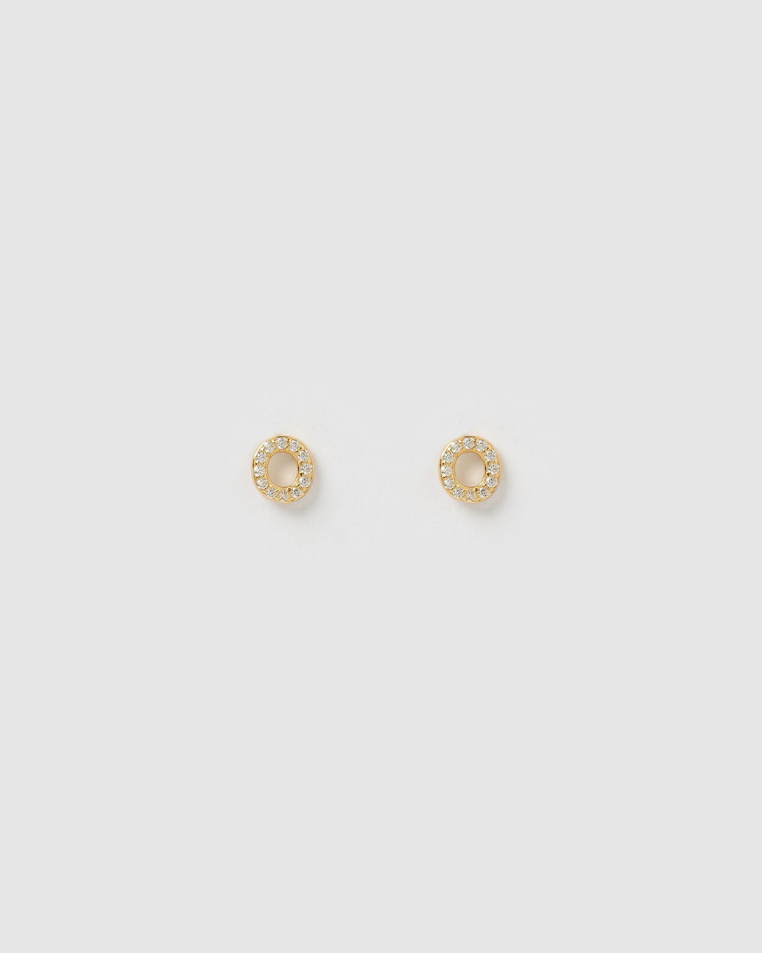 Izoa Alphabet Mini Letter O Stud Earrings Gold
