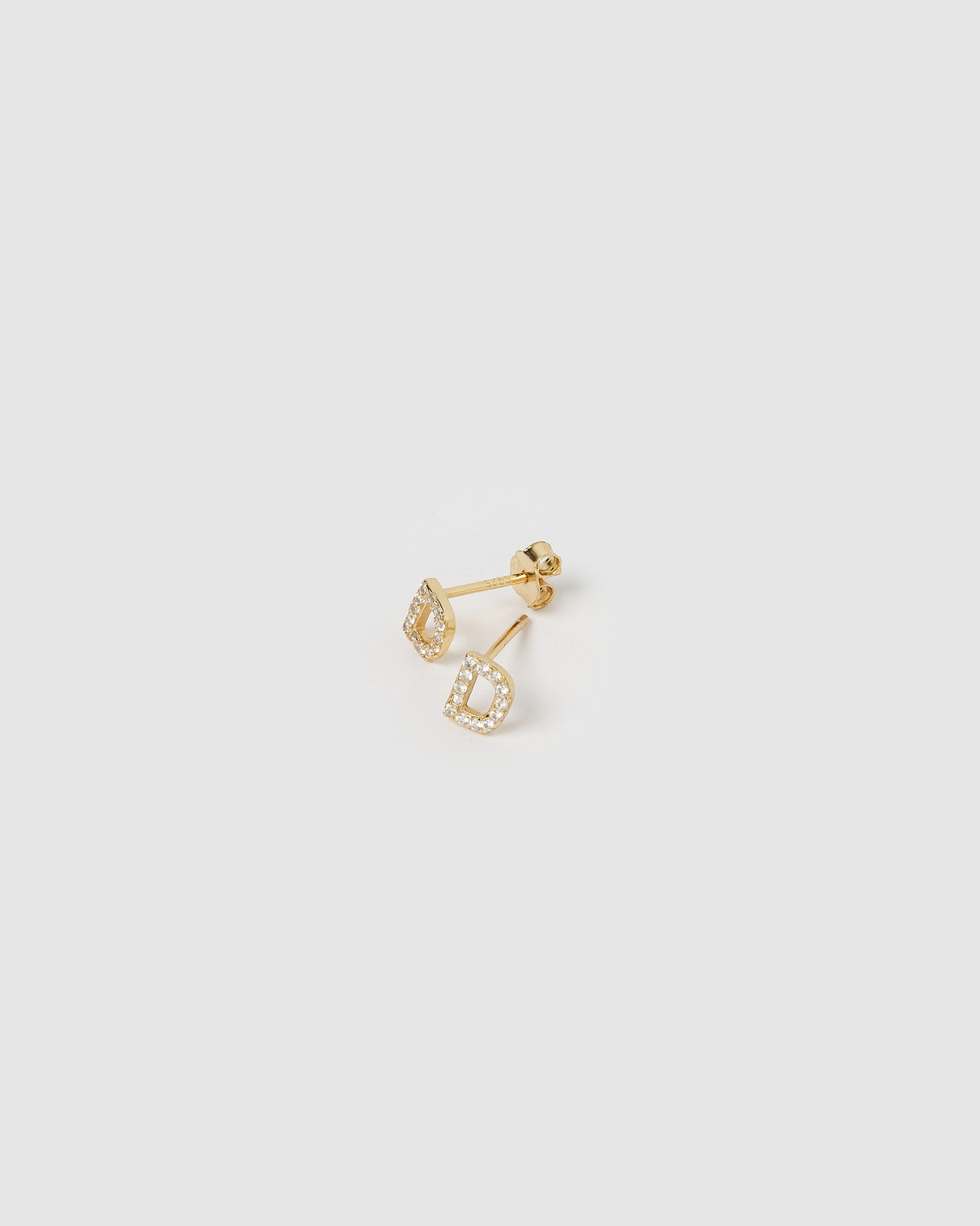 Izoa Alphabet Mini Letter D Stud Earrings Gold