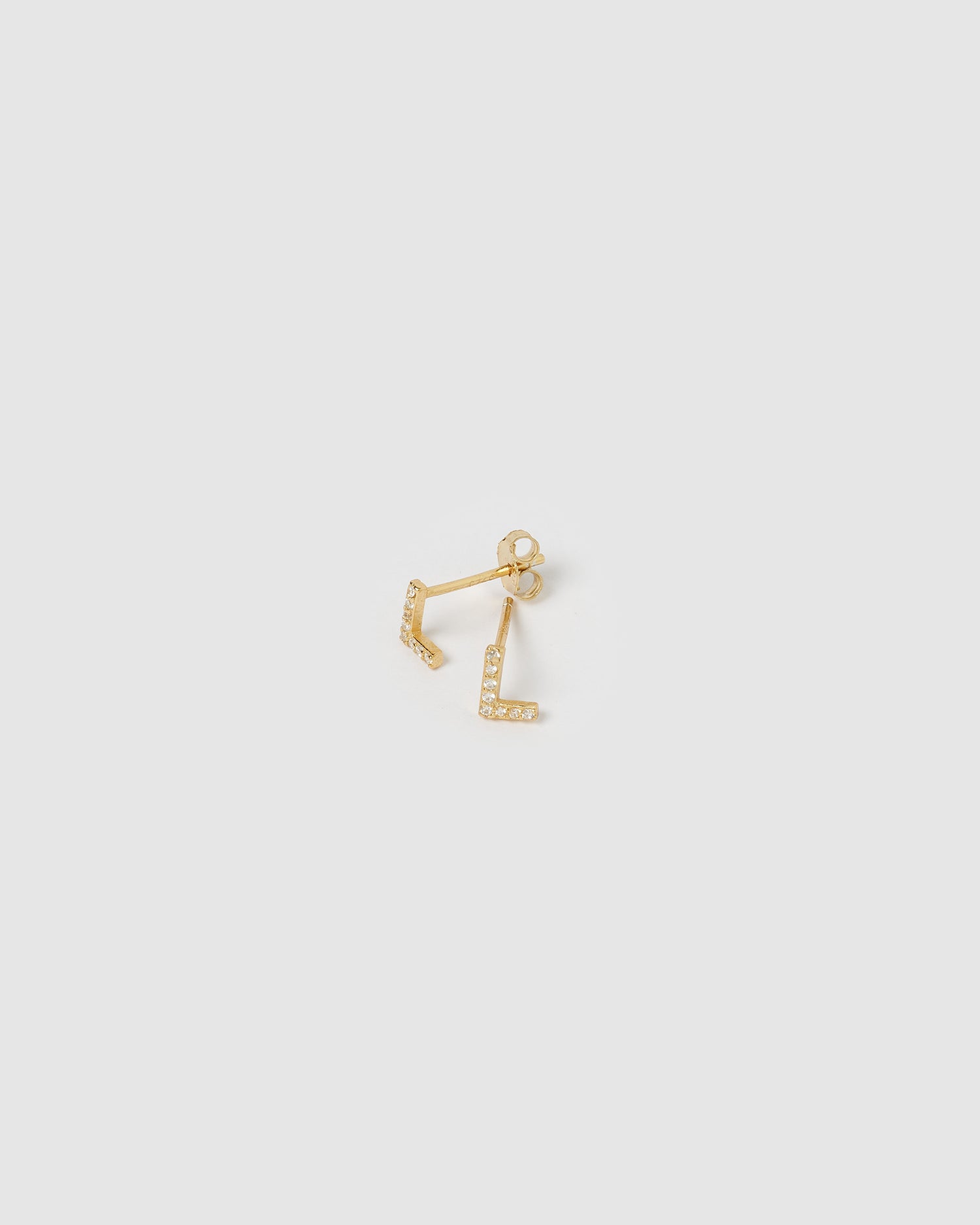 Izoa Alphabet Mini Letter L Stud Earrings Gold