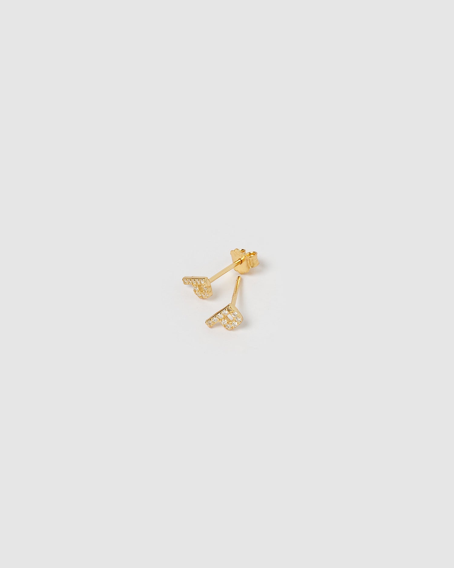 Izoa Alphabet Mini Letter P Stud Earrings Gold
