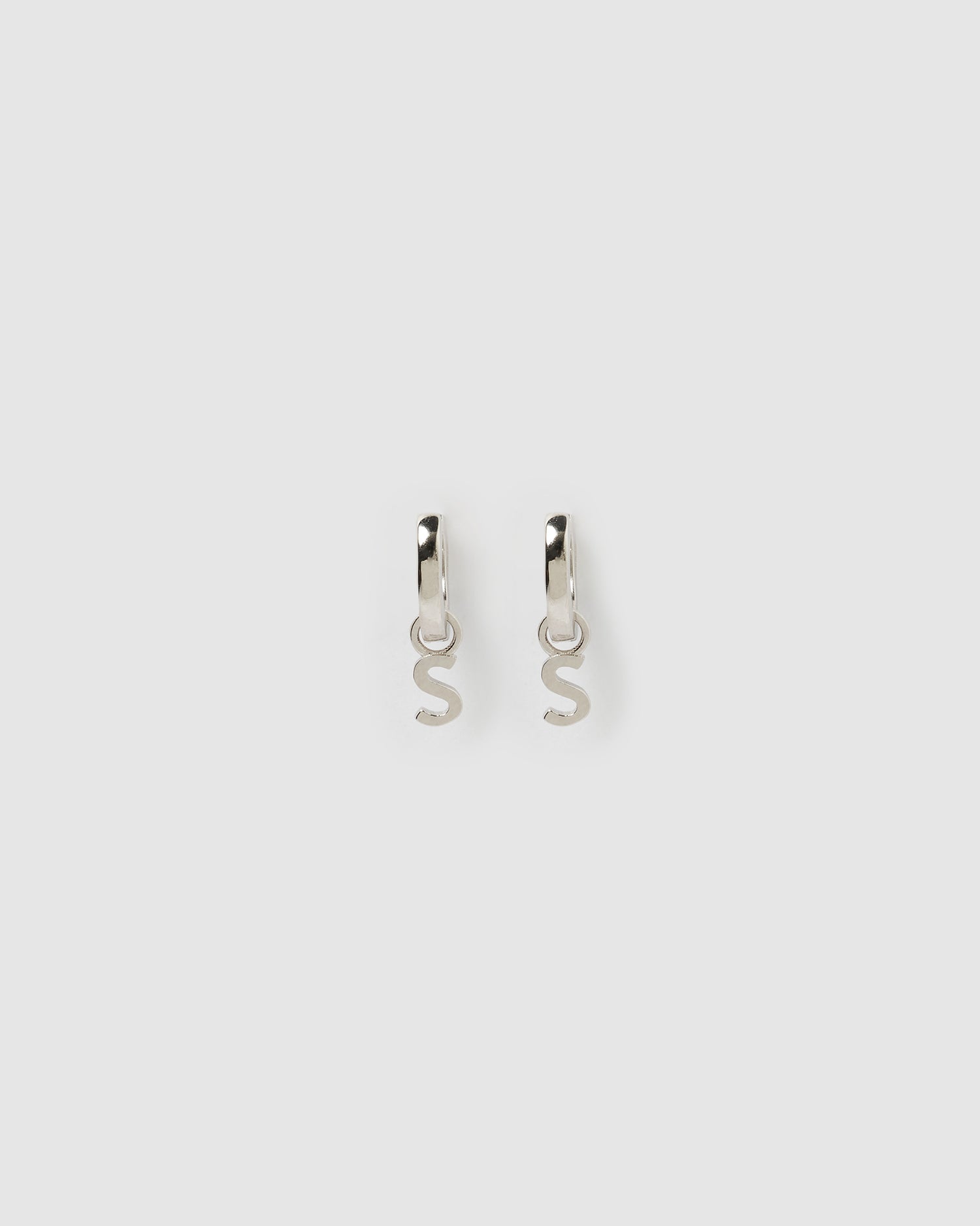 Izoa Alphabet Letter S Huggie Earrings Silver