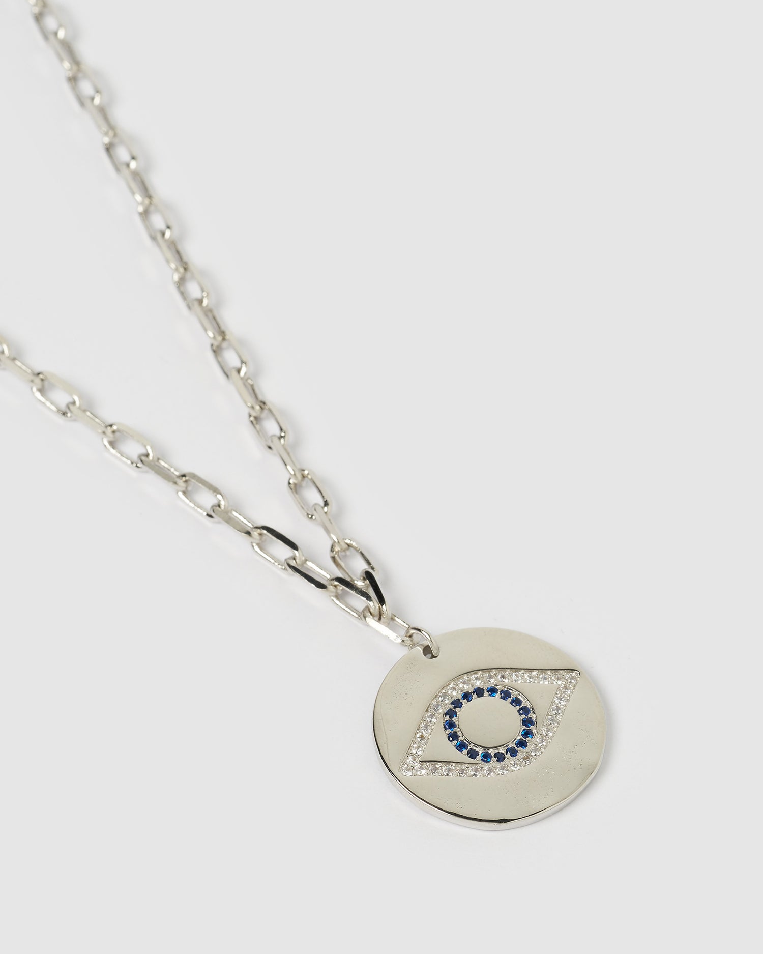 Izoa Aria Embellished Eye Necklace Silver