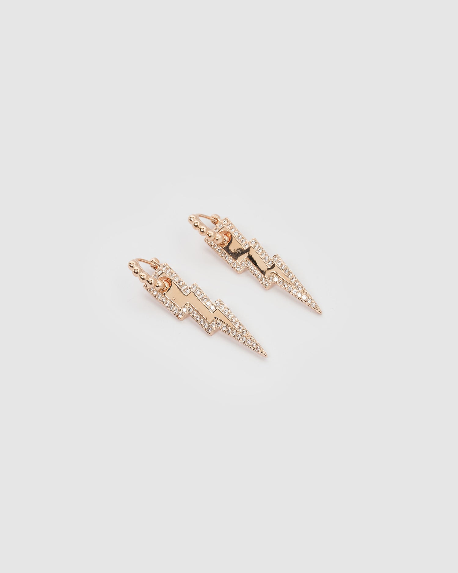 Izoa Arya Drop Huggie Earrings Rose Gold Clear