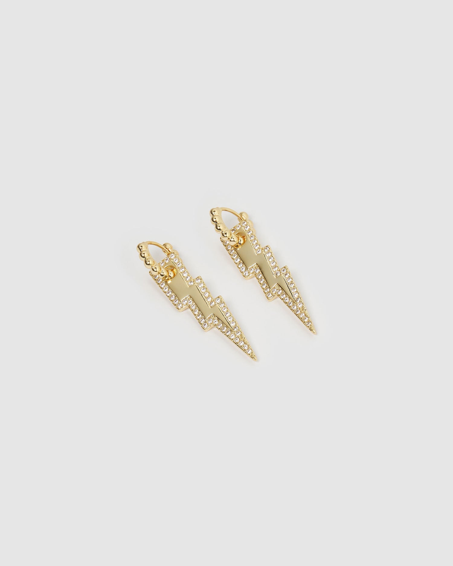 Izoa Arya Drop Huggie Earrings Gold Clear