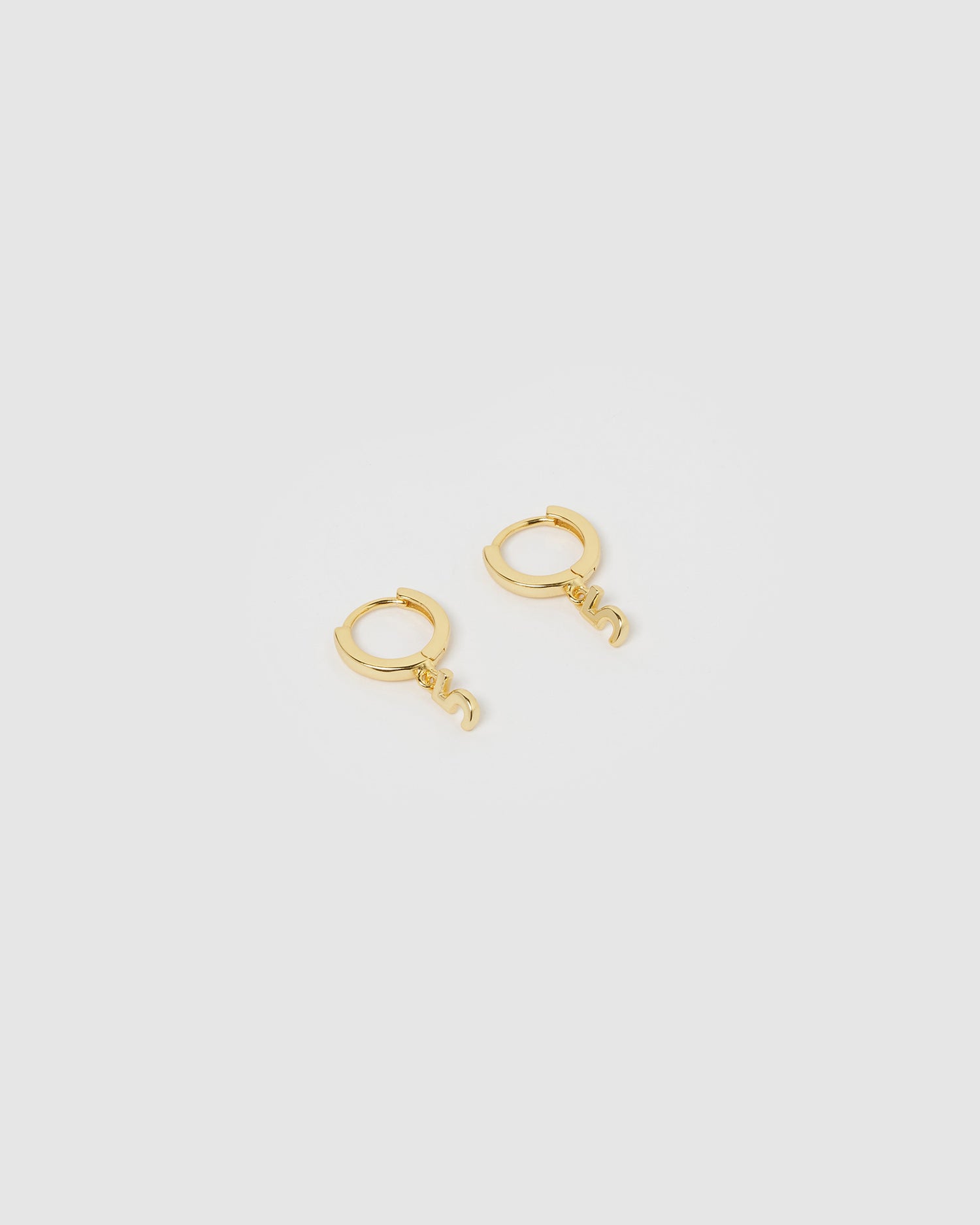 Izoa Number 5 Huggie Earrings Gold