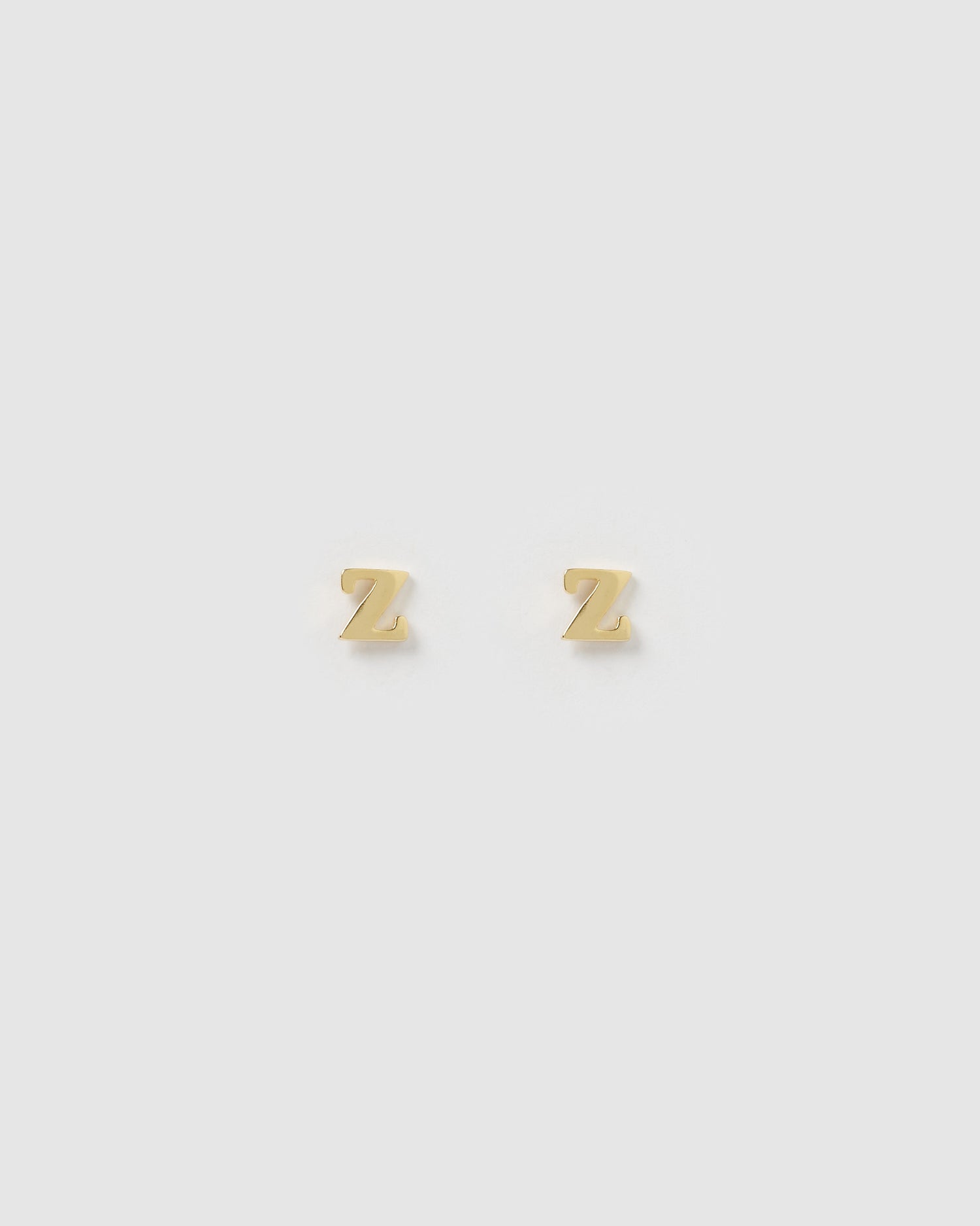 Izoa Little Letter Z Stud Earrings Gold