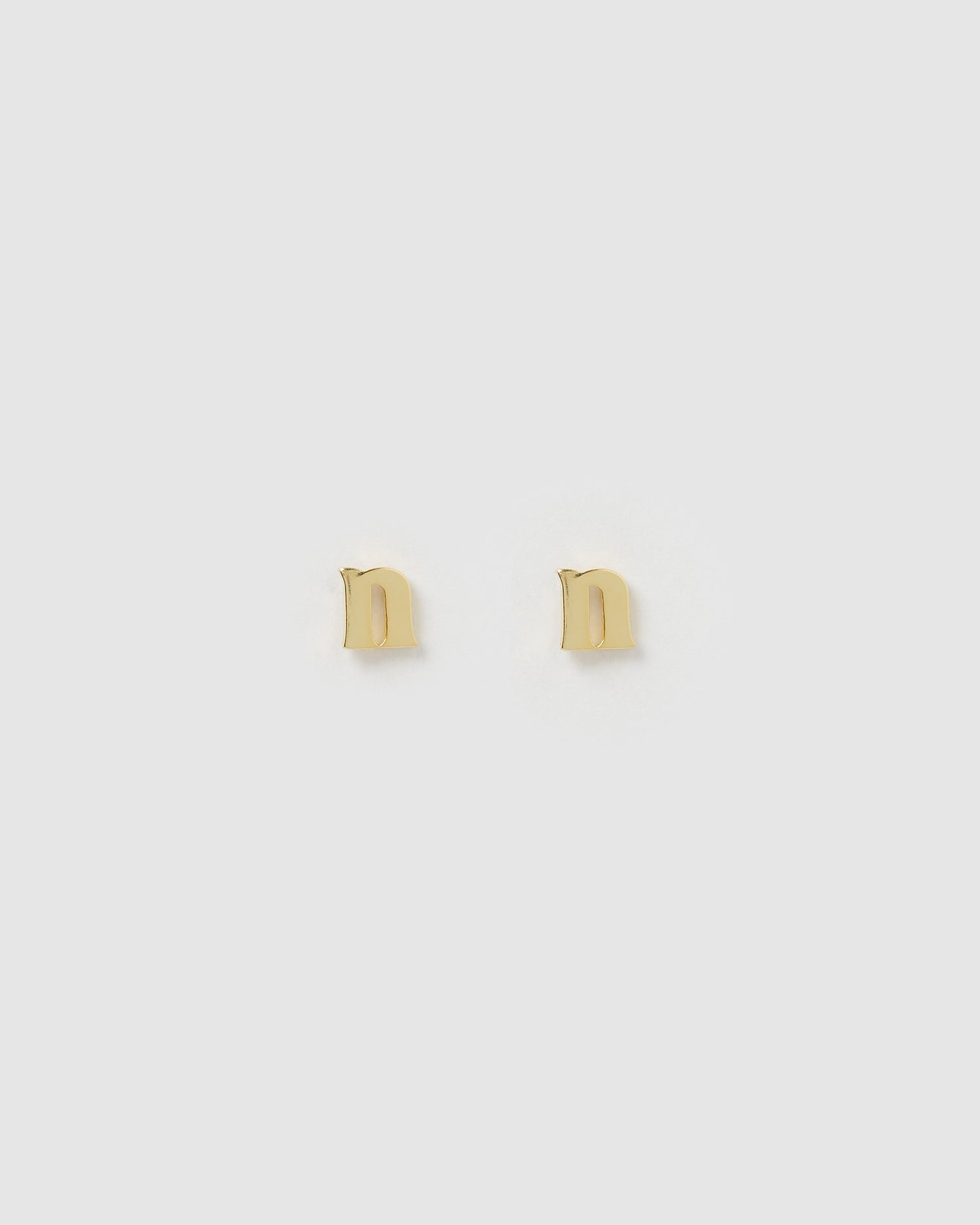 Izoa Little Letter N Stud Earrings Gold