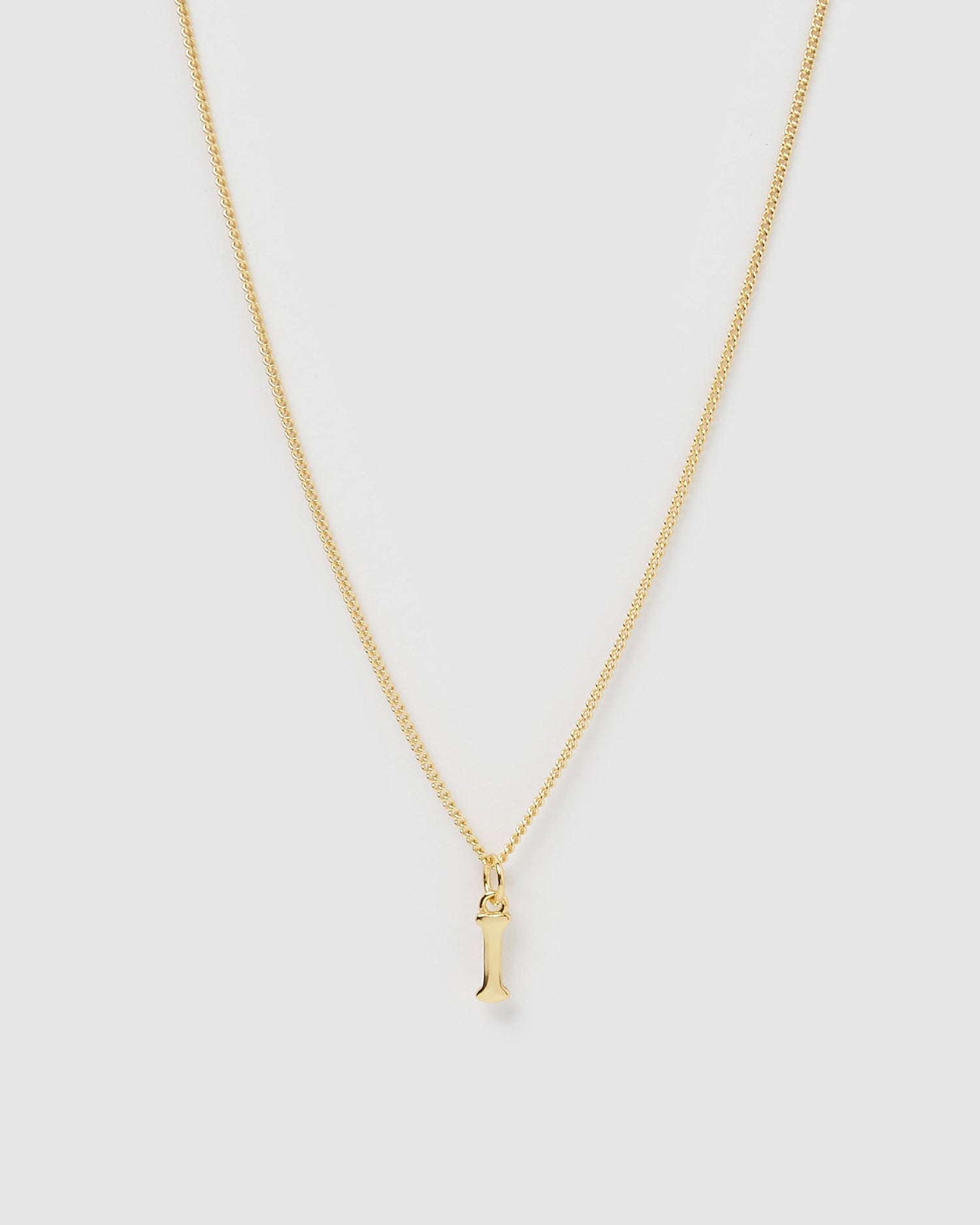 Izoa Alphabet Letter I Necklace Gold