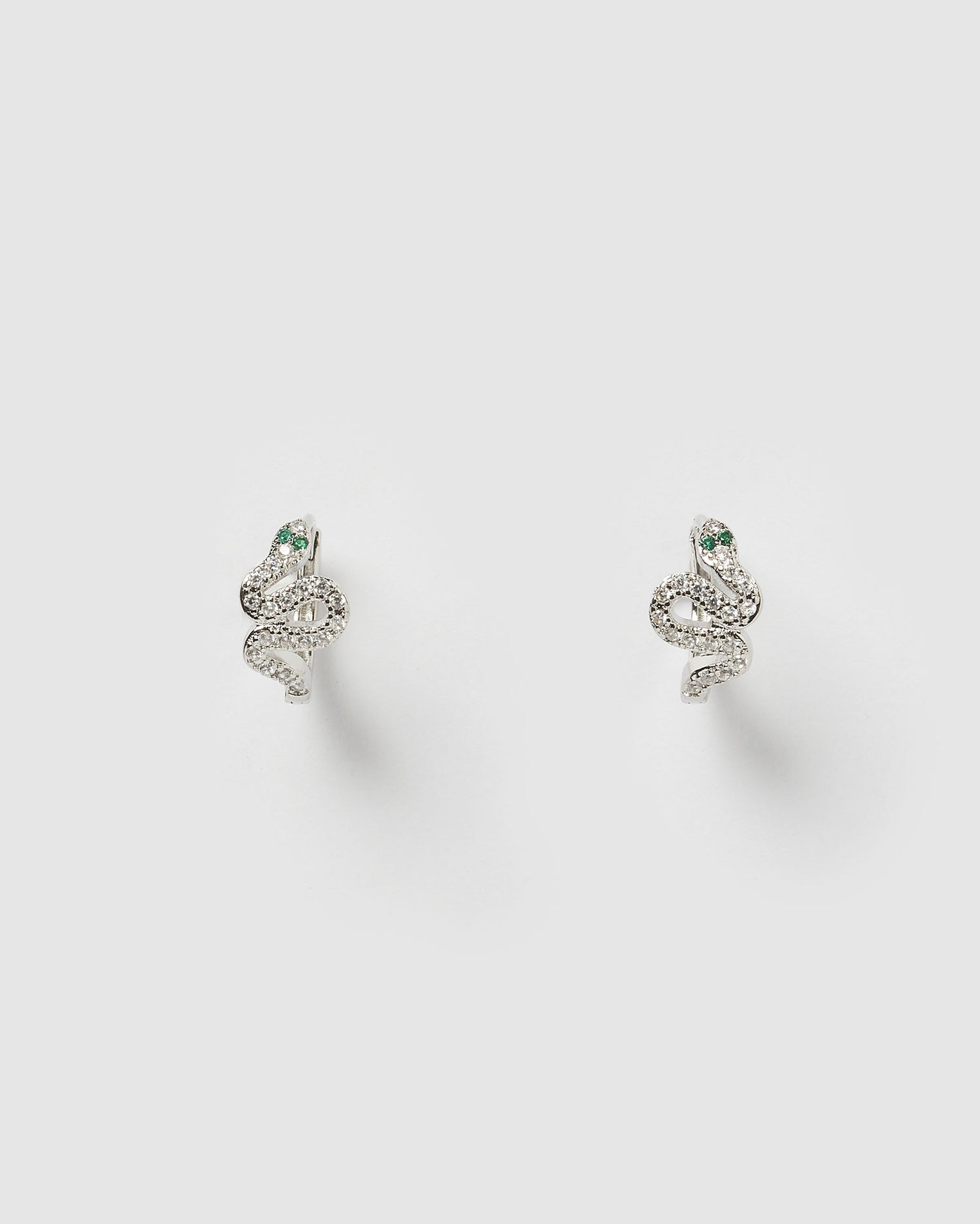 Izoa Cobra Huggie Earrings Silver