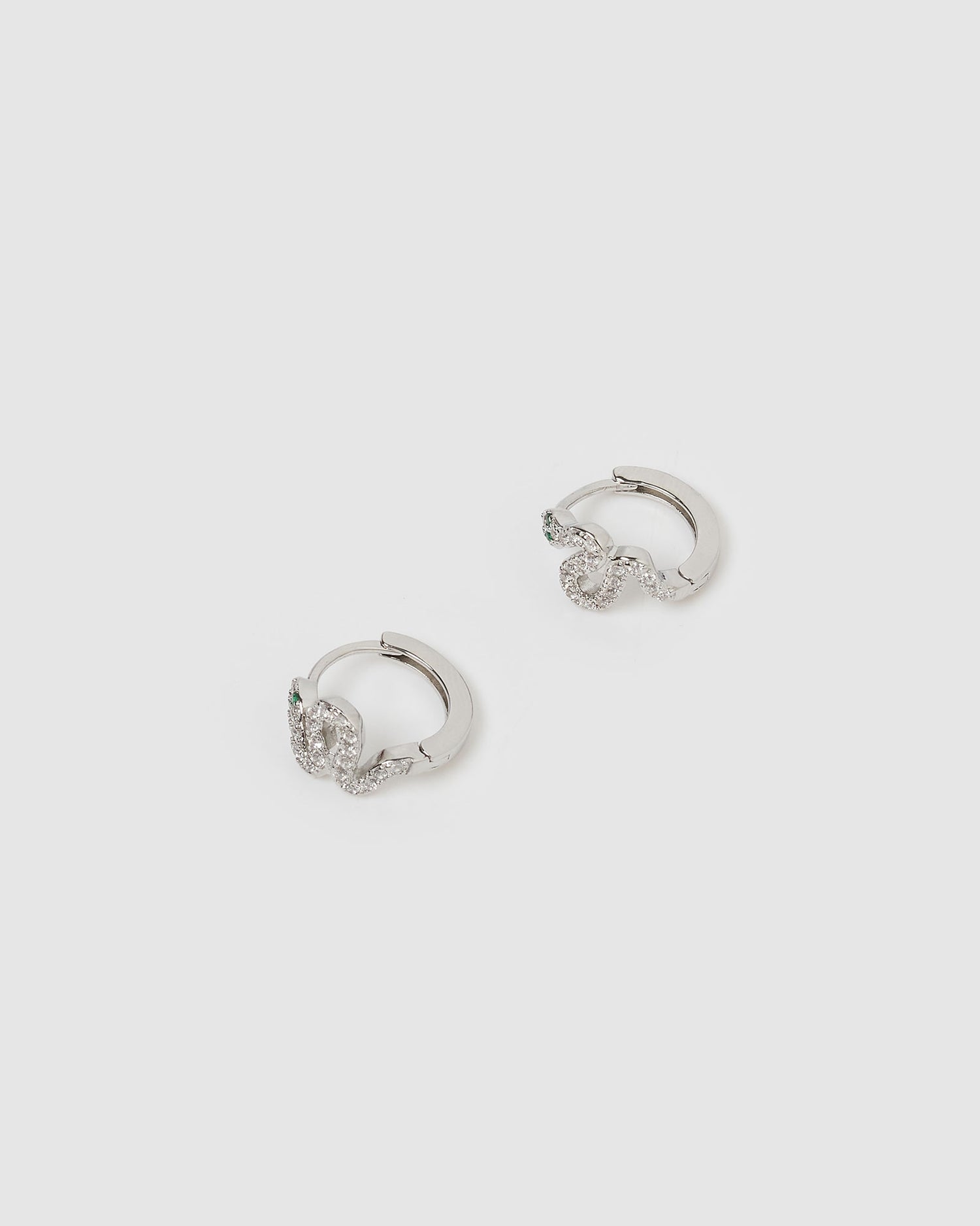 Izoa Cobra Huggie Earrings Silver