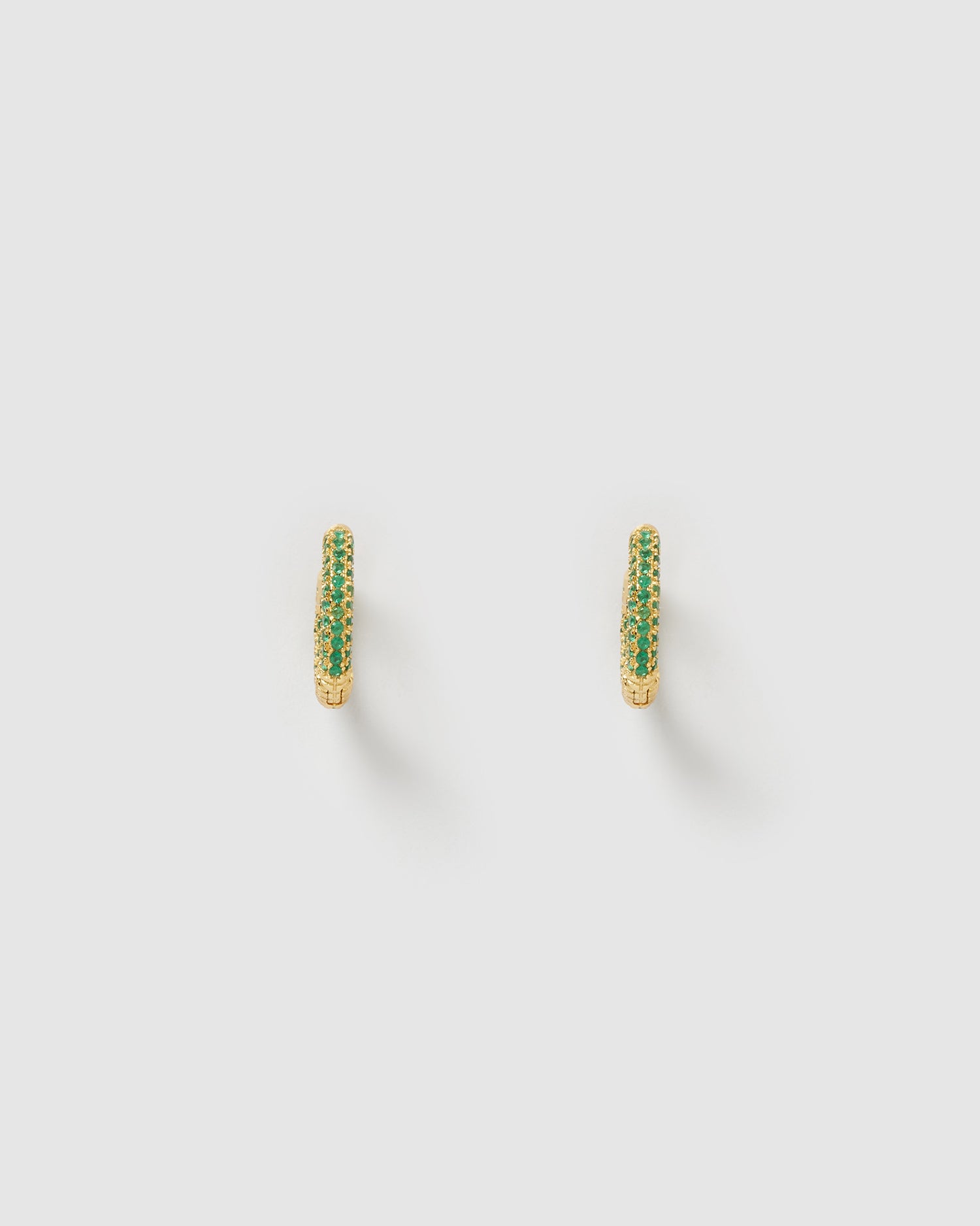 Izoa Brit Mini Huggie Earrings Gold Green
