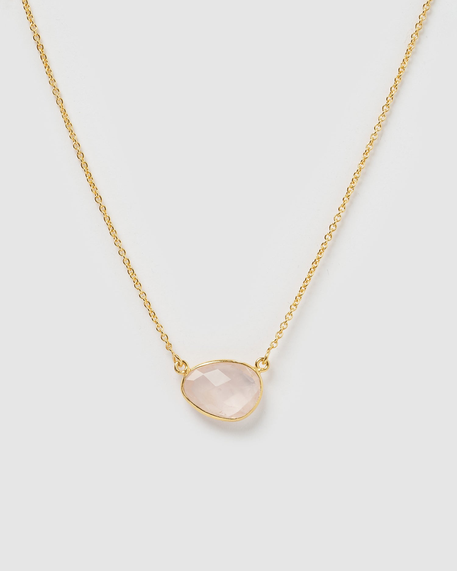 Izoa Brittney Necklace Rose Quartz Gold