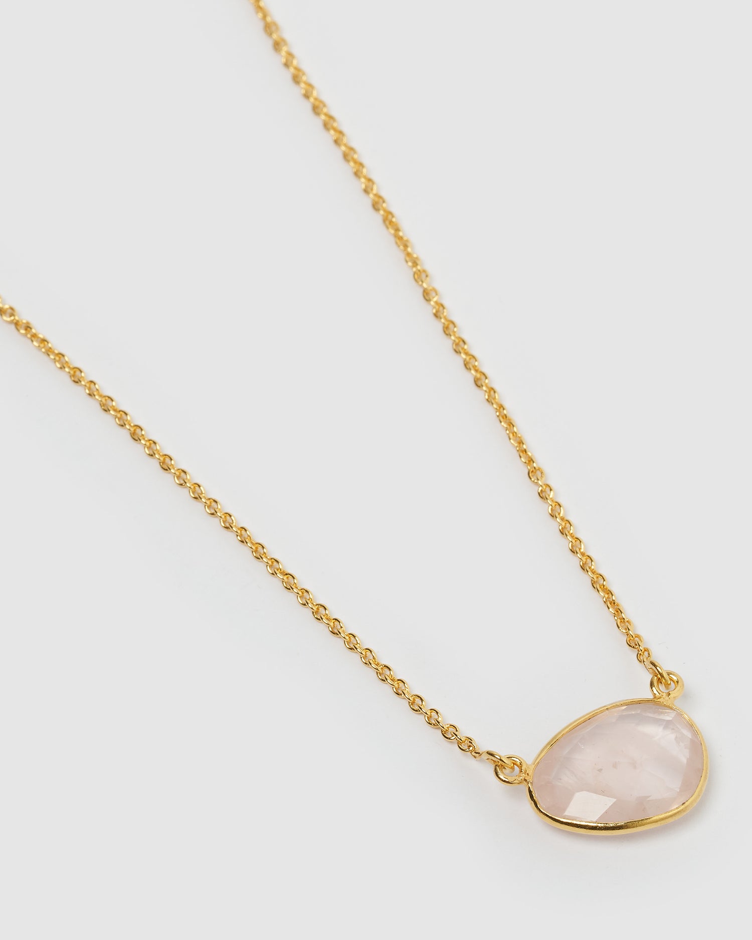 Izoa Brittney Necklace Rose Quartz Gold