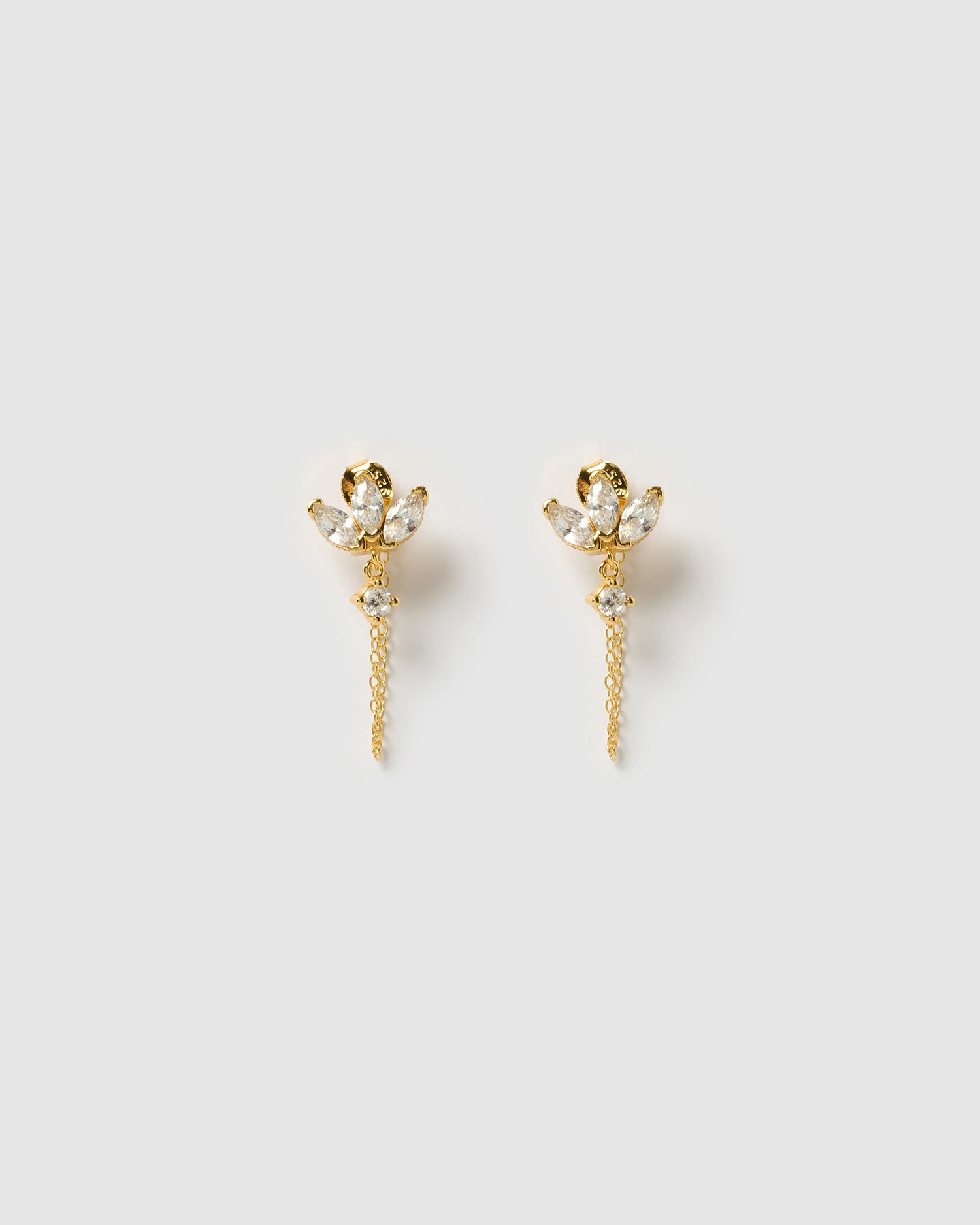 Izoa Bronte Drop Stud Earrings Gold