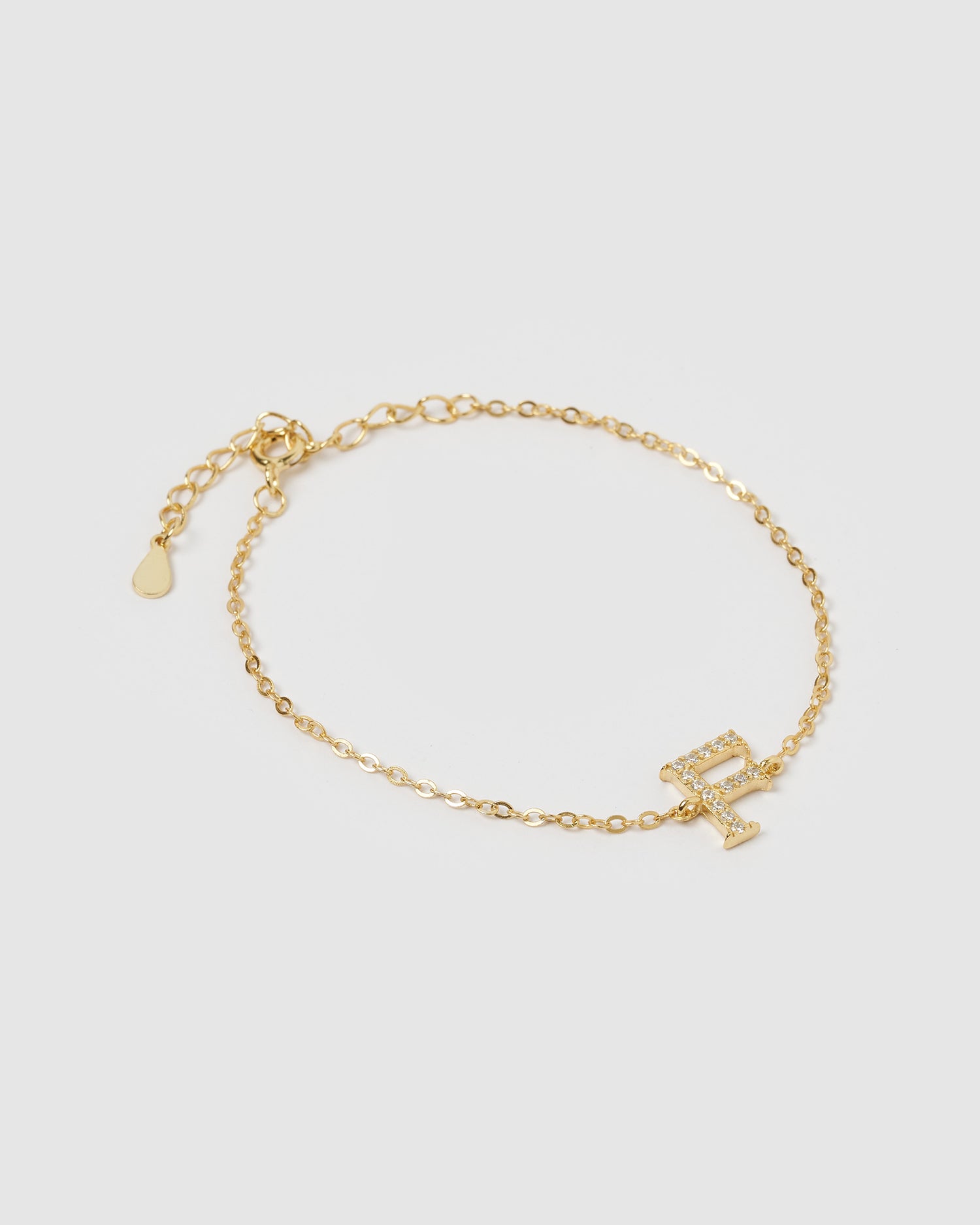 Izoa Crystal Letter F Bracelet Gold