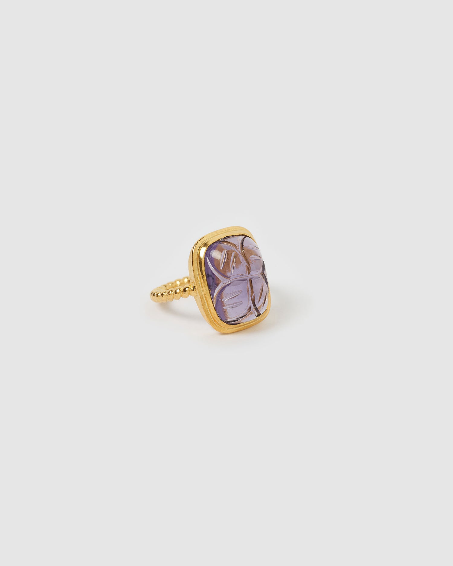 Izoa Flower Stone Amethyst Gold Ring