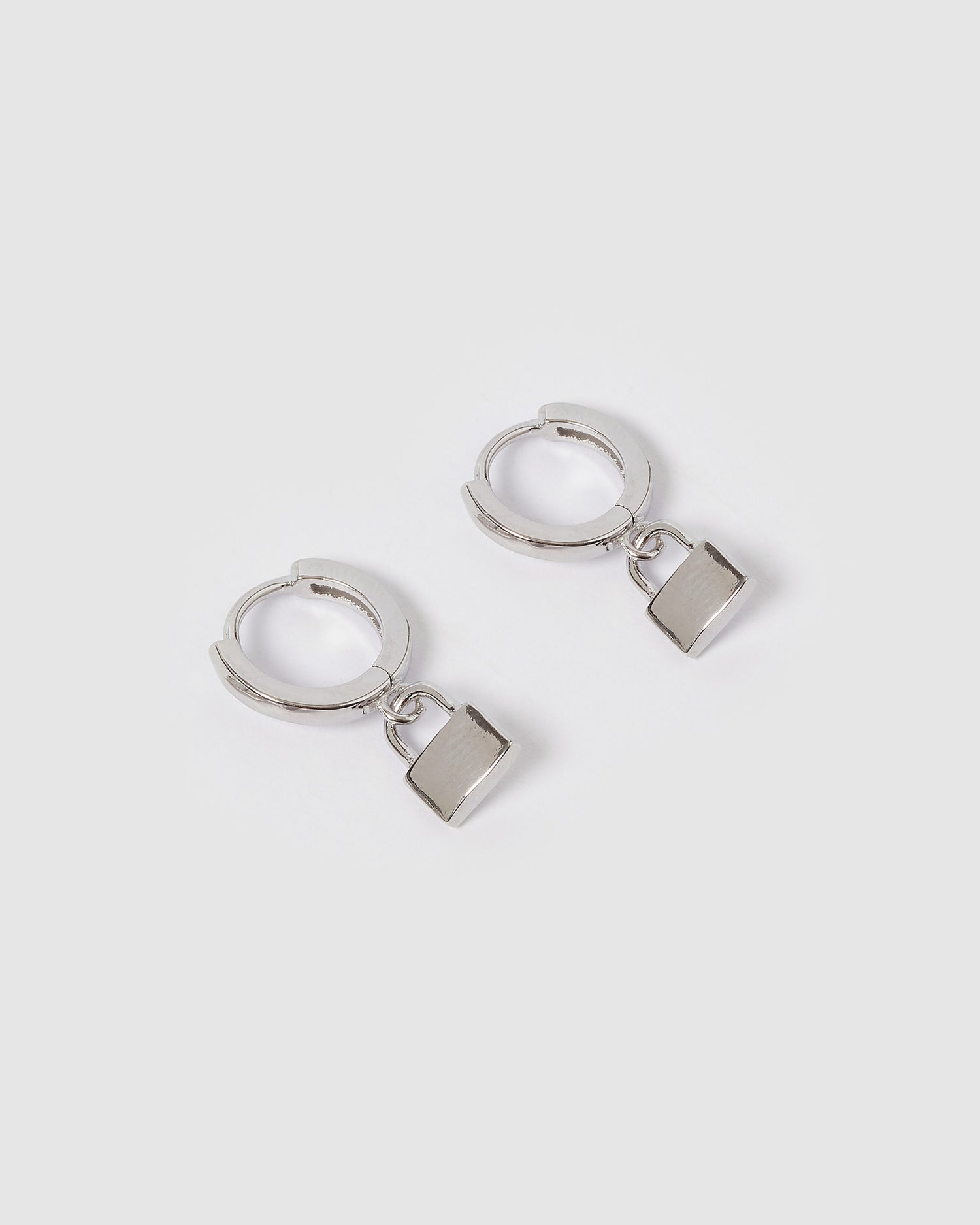 Izoa Padlock Huggie Earrings SIlver